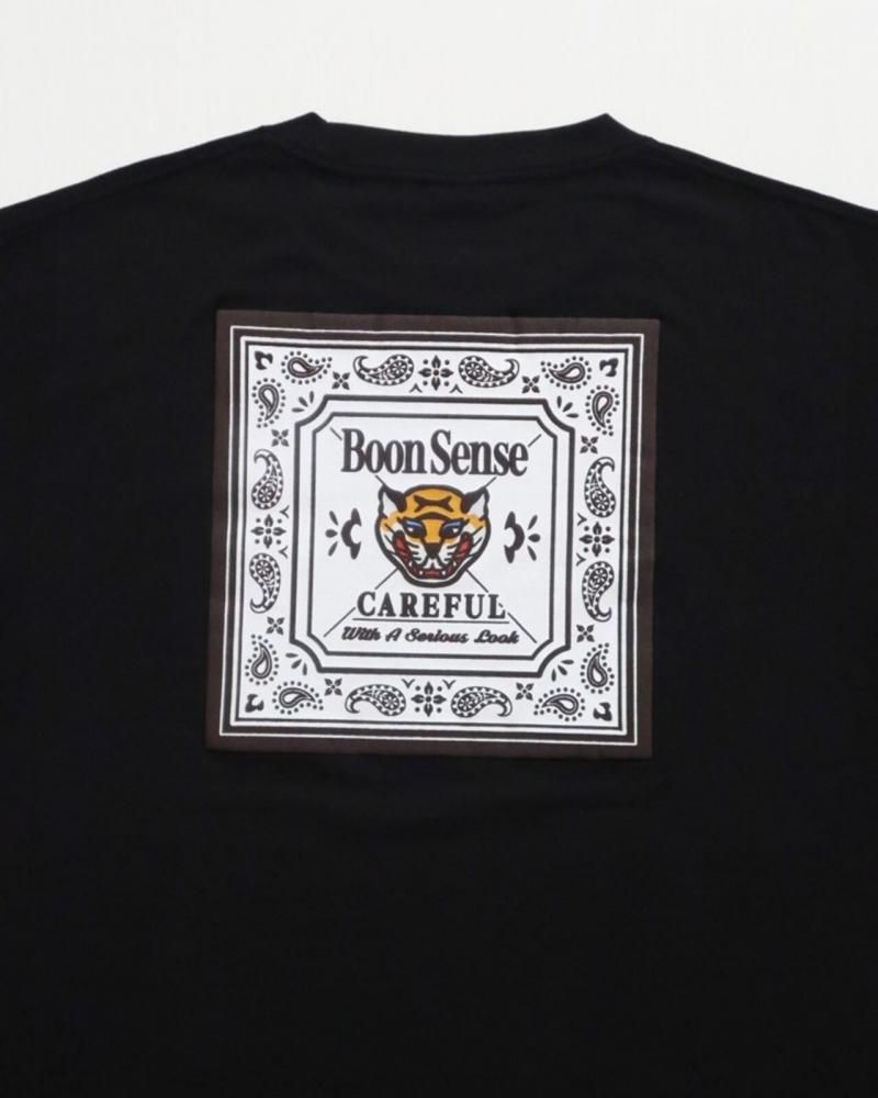POWER TO THE PEOPLE タイガーバンダナTee / 梨地 半袖Tシャツ Black