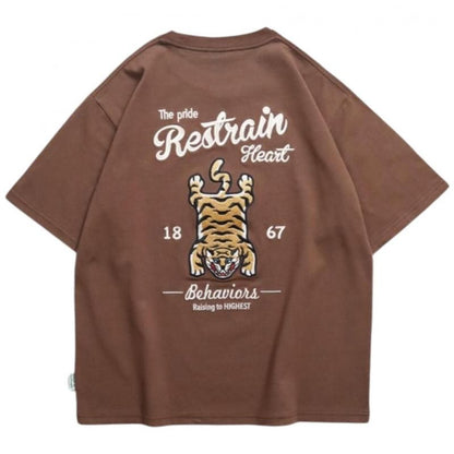 POWER TO THE PEOPLE タイガーラグ刺繍Tee / 半袖Tシャツ Brown