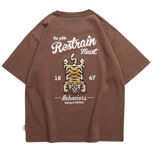 POWER TO THE PEOPLE タイガーラグ刺繍Tee / 半袖Tシャツ Brown