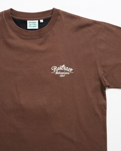 POWER TO THE PEOPLE タイガーラグ刺繍Tee / 半袖Tシャツ Brown