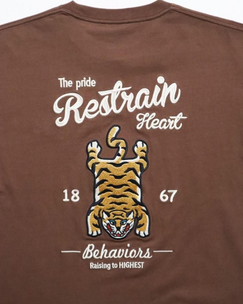 POWER TO THE PEOPLE タイガーラグ刺繍Tee / 半袖Tシャツ Brown