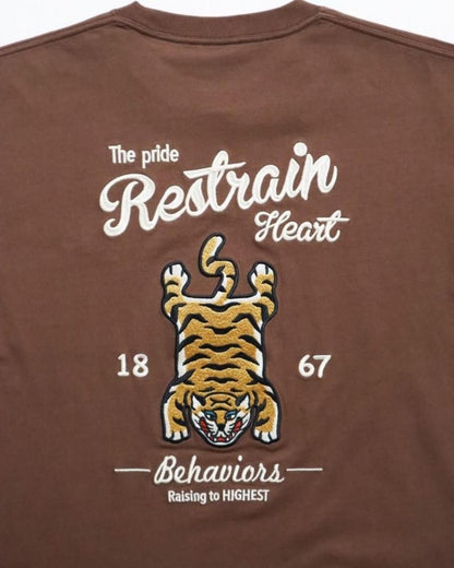 POWER TO THE PEOPLE タイガーラグ刺繍Tee / 半袖Tシャツ Brown