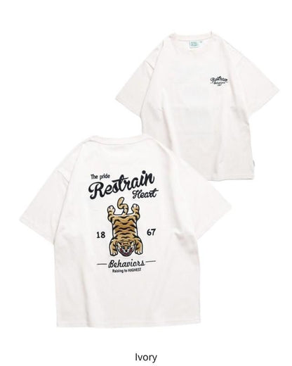 POWER TO THE PEOPLE タイガーラグ刺繍Tee / 半袖Tシャツ Ivory