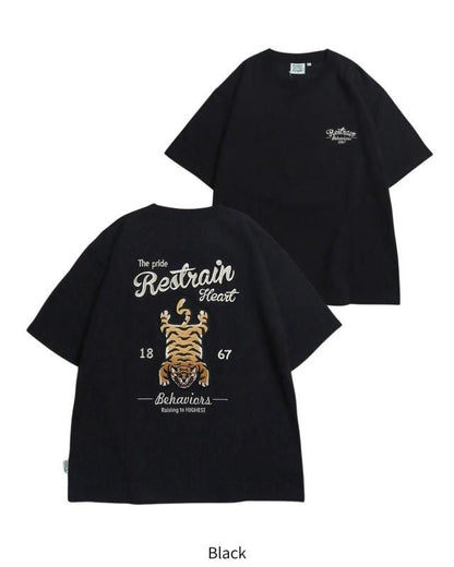 POWER TO THE PEOPLE タイガーラグ刺繍Tee / 半袖Tシャツ Black