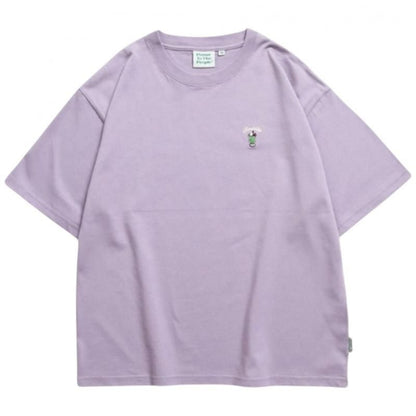 POWER TO THE PEOPLE ワンポイントTee / クリームソーダ サガラ刺繍 半袖Tシャツ Purple