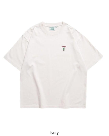 POWER TO THE PEOPLE ワンポイントTee / クリームソーダ サガラ刺繍 半袖Tシャツ Ivory