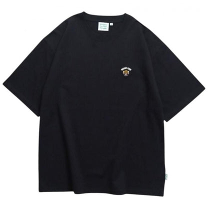 POWER TO THE PEOPLE ワンポイントTee / 虎 サガラ刺繍 半袖Tシャツ Black