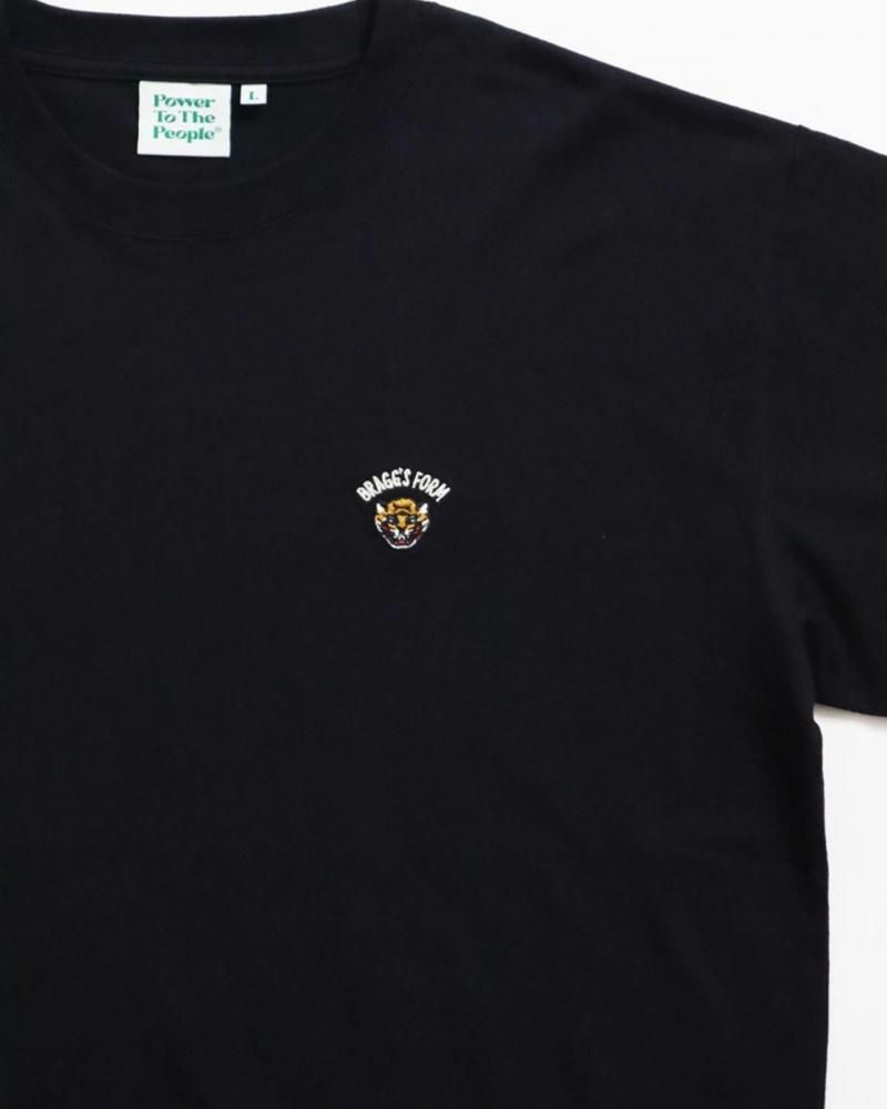 POWER TO THE PEOPLE ワンポイントTee / 虎 サガラ刺繍 半袖Tシャツ Black
