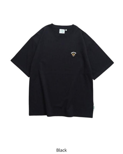 POWER TO THE PEOPLE ワンポイントTee / 虎 サガラ刺繍 半袖Tシャツ Black