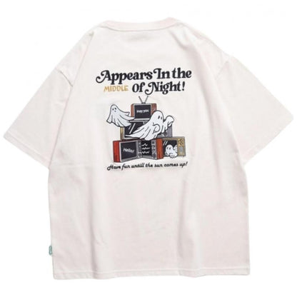 POWER TO THE PEOPLE ゴーストテレビ刺繍Tee / 半袖Tシャツ Ivory
