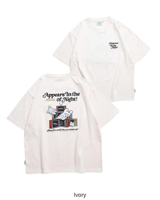 POWER TO THE PEOPLE ゴーストテレビ刺繍Tee / 半袖Tシャツ Ivory
