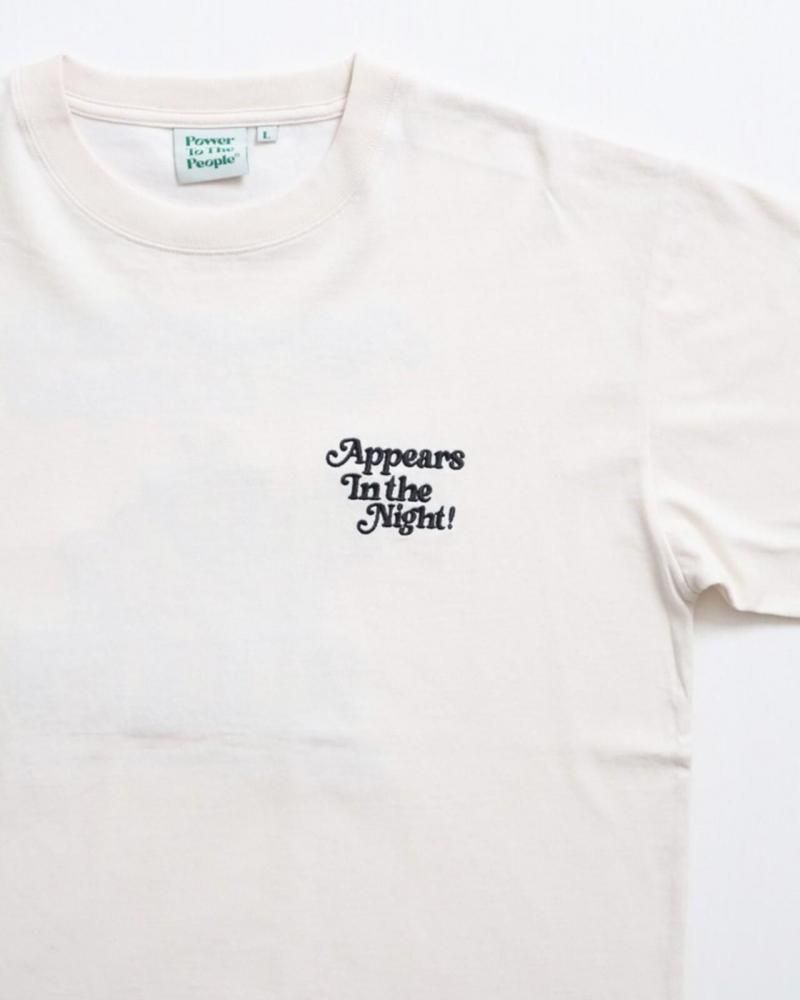 POWER TO THE PEOPLE ゴーストテレビ刺繍Tee / 半袖Tシャツ Ivory