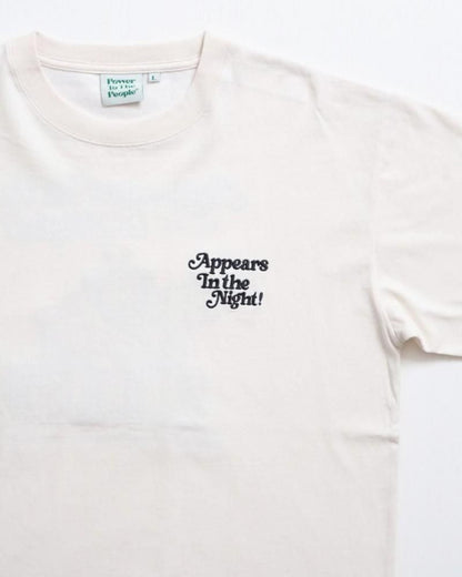 POWER TO THE PEOPLE ゴーストテレビ刺繍Tee / 半袖Tシャツ Ivory