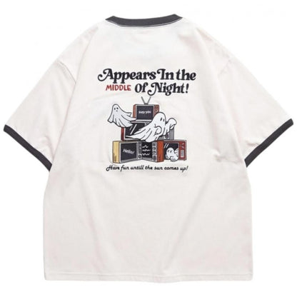 POWER TO THE PEOPLE ゴーストテレビ刺繍Tee / 半袖Tシャツ Ringer