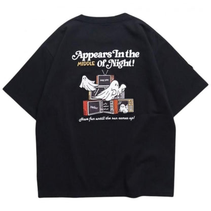 POWER TO THE PEOPLE ゴーストテレビ刺繍Tee / 半袖Tシャツ Black