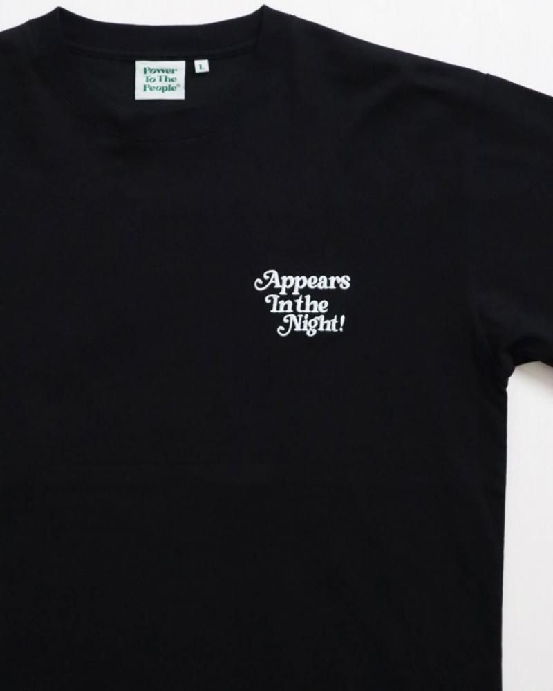 POWER TO THE PEOPLE ゴーストテレビ刺繍Tee / 半袖Tシャツ Black