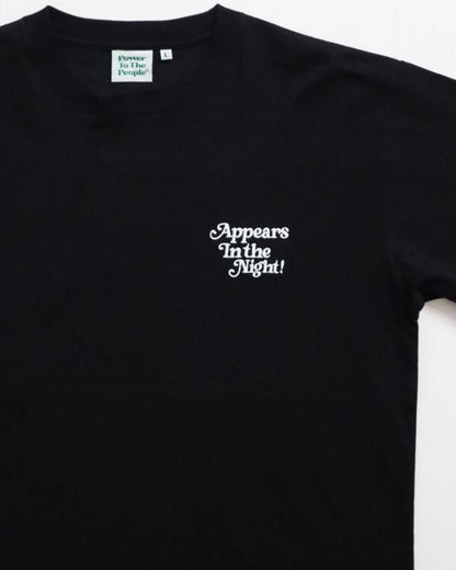 POWER TO THE PEOPLE ゴーストテレビ刺繍Tee / 半袖Tシャツ Black