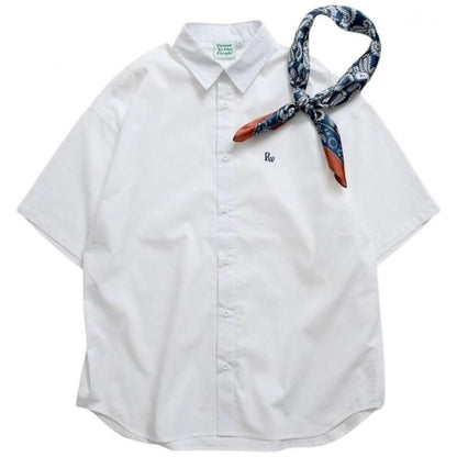 POWER TO THE PEOPLE スカーフ付 ロゴ刺繍シャツ White 2