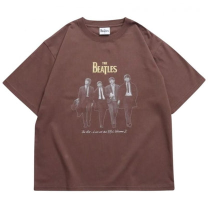 The Beatles ビートルズ レコードプリントTee / 半袖Tシャツ Brown