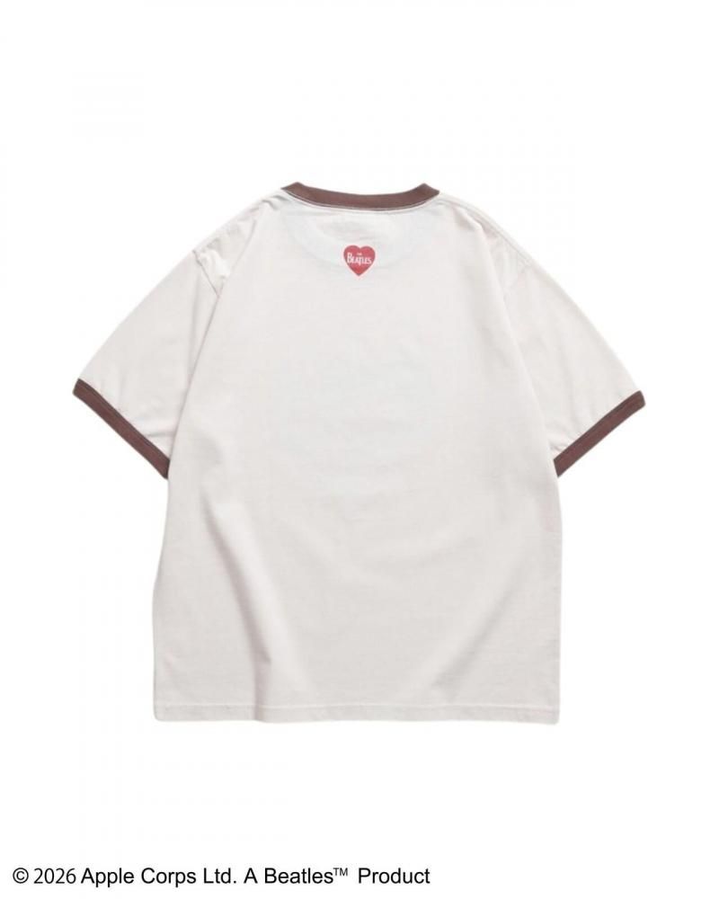 The Beatles ビートルズ ハート柄リンガーTee / 半袖Tシャツ Ringer Brown