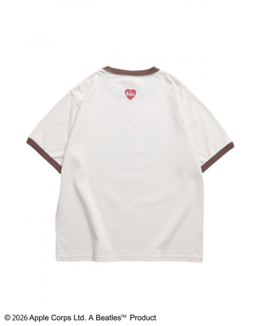 The Beatles ビートルズ ハート柄リンガーTee / 半袖Tシャツ Ringer Brown