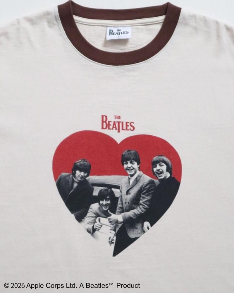 The Beatles ビートルズ ハート柄リンガーTee / 半袖Tシャツ Ringer Brown