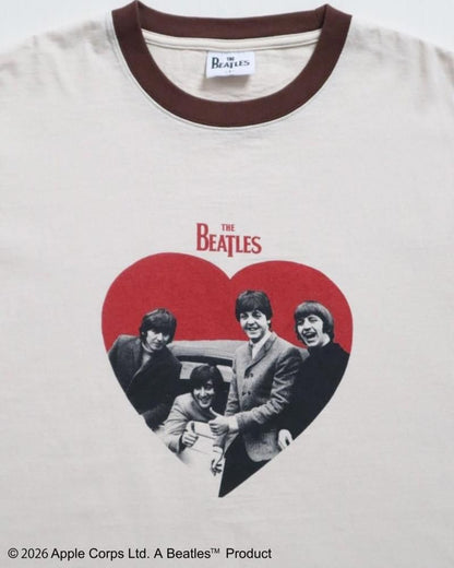 The Beatles ビートルズ ハート柄リンガーTee / 半袖Tシャツ Ringer Brown
