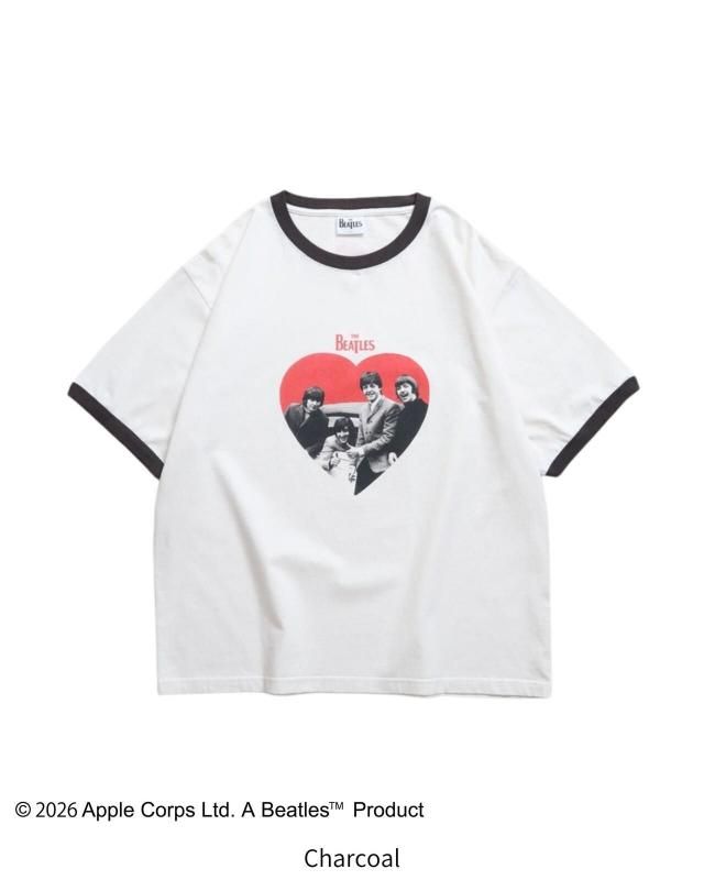 The Beatles ビートルズ ハート柄リンガーTee / 半袖Tシャツ Ringer Charcoal