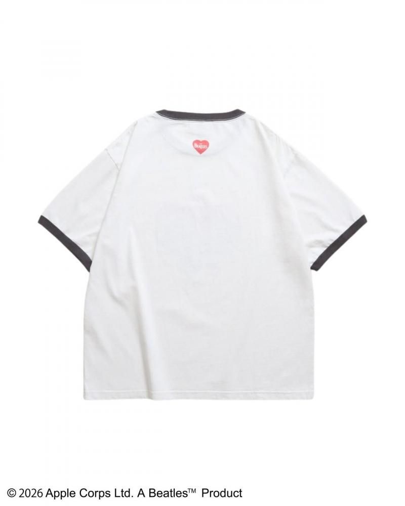 The Beatles ビートルズ ハート柄リンガーTee / 半袖Tシャツ Ringer Charcoal