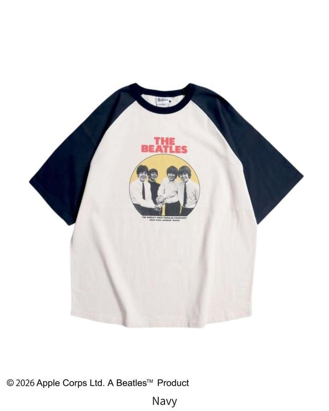 The Beatles ビートルズ レコードラグランTee / 半袖Tシャツ Navy