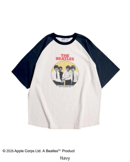 The Beatles ビートルズ レコードラグランTee / 半袖Tシャツ Navy