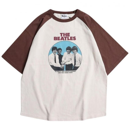 The Beatles ビートルズ レコードラグランTee / 半袖Tシャツ Brown