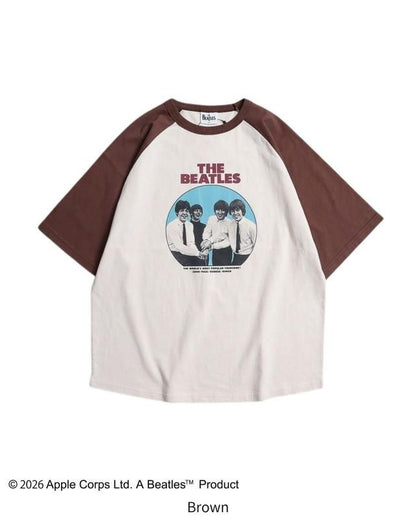 The Beatles ビートルズ レコードラグランTee / 半袖Tシャツ Brown