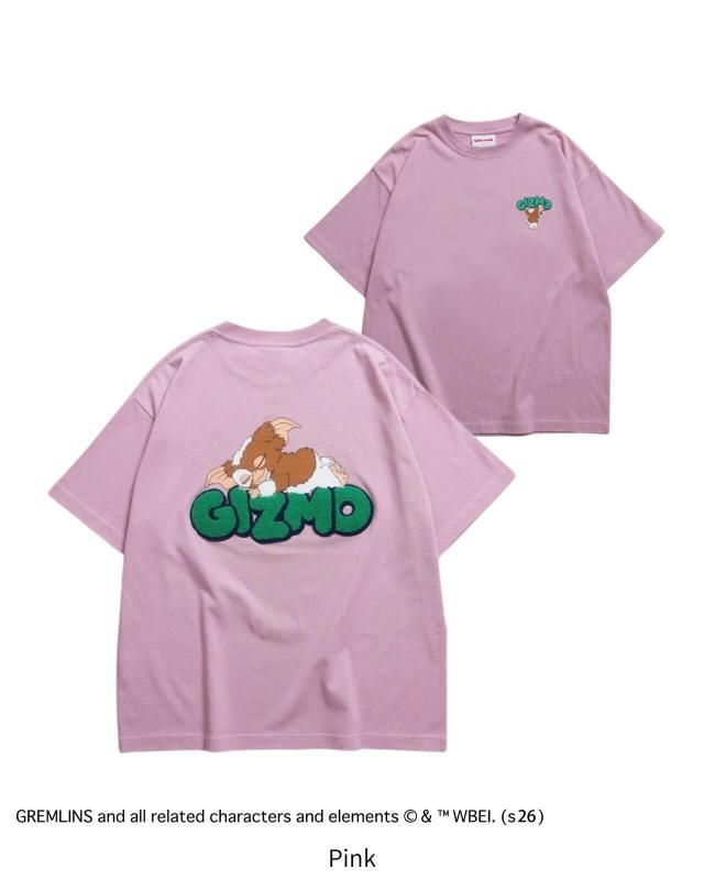GREMLINS グレムリン ギズモ サガラ刺繍ロゴTee / 半袖Tシャツ Pink