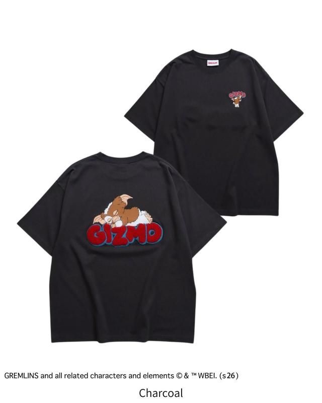GREMLINS グレムリン ギズモ サガラ刺繍ロゴTee / 半袖Tシャツ Charcoal