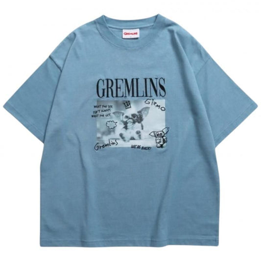 GREMLINS グレムリン ギズモ ラクガキ刺繍Tee / 半袖Tシャツ Blue