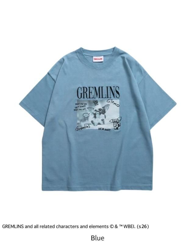 GREMLINS グレムリン ギズモ ラクガキ刺繍Tee / 半袖Tシャツ Blue