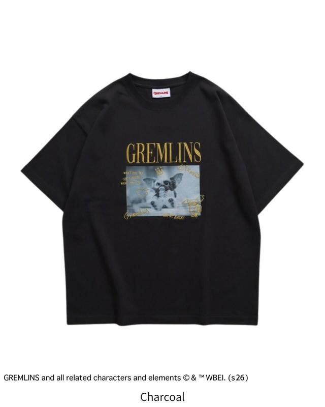 GREMLINS グレムリン ギズモ ラクガキ刺繍Tee / 半袖Tシャツ Charcoal
