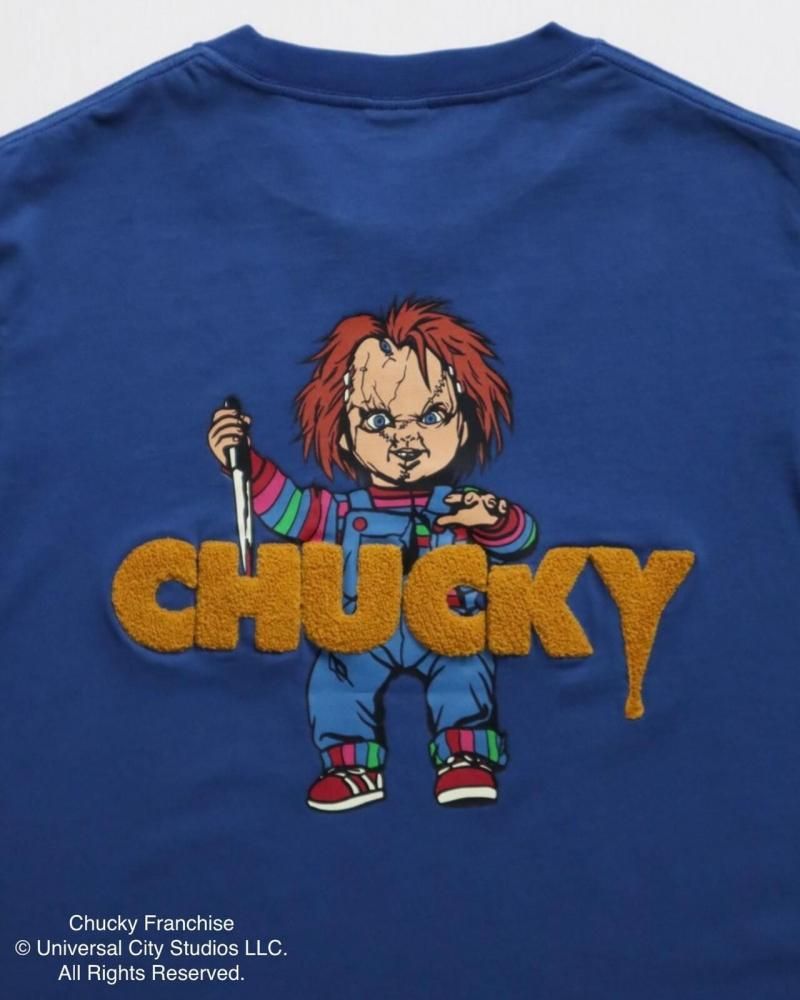 CHUCKY チャッキー サガラロゴ刺繍Tee 半袖Tシャツ チャイルド・プレイ Blue
