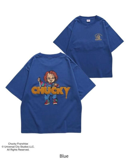 CHUCKY チャッキー サガラロゴ刺繍Tee 半袖Tシャツ チャイルド・プレイ Blue