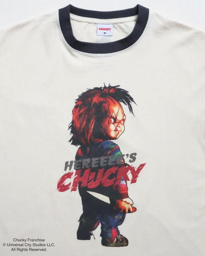 CHUCKY チャッキー BIGプリントTee 半袖Tシャツ チャイルド・プレイ Ringer White