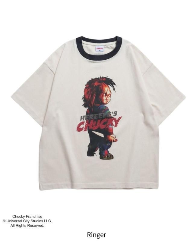 CHUCKY チャッキー BIGプリントTee 半袖Tシャツ チャイルド・プレイ Ringer White