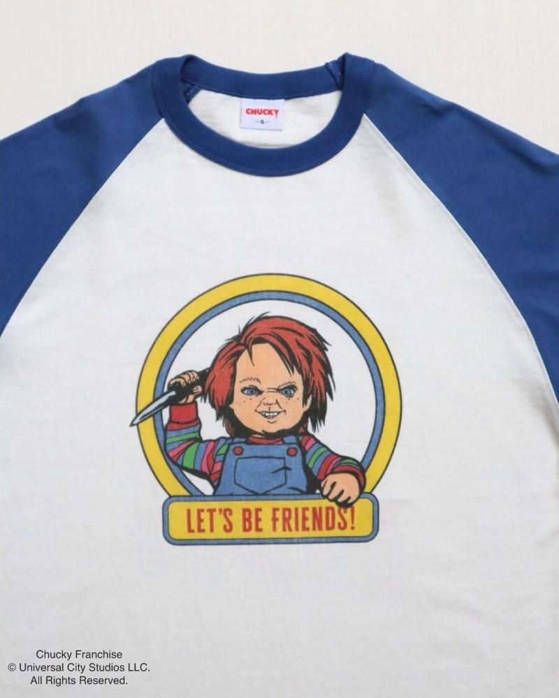 CHUCKY チャッキー サークルラグランTee 半袖Tシャツ チャイルド・プレイ Raglan Blue