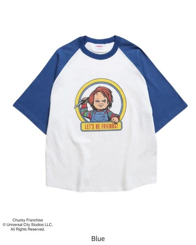 CHUCKY チャッキー サークルラグランTee 半袖Tシャツ チャイルド・プレイ Raglan Blue