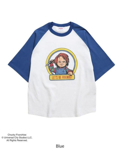 CHUCKY チャッキー サークルラグランTee 半袖Tシャツ チャイルド・プレイ Raglan Blue