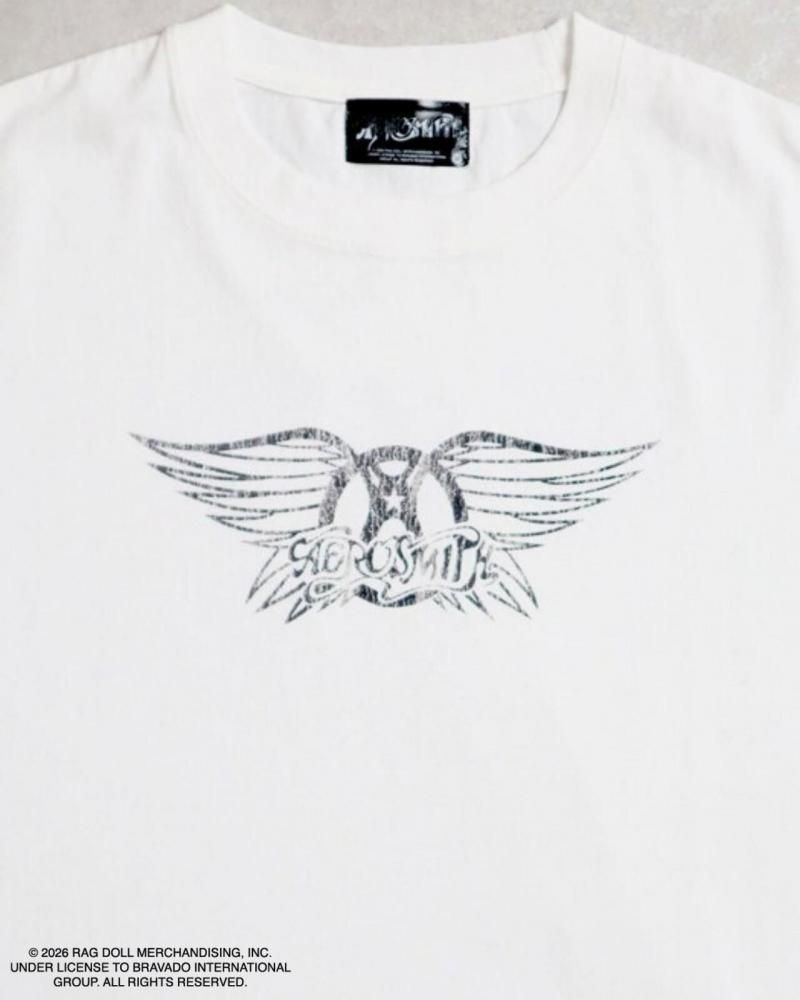 AEROSMITH エアロスミス バンドロゴTee / 半袖Tシャツ White