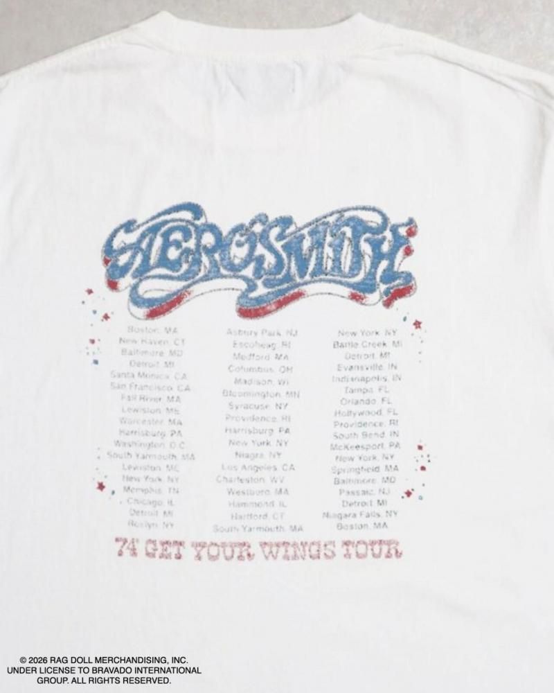 AEROSMITH エアロスミス バンドロゴTee / 半袖Tシャツ White