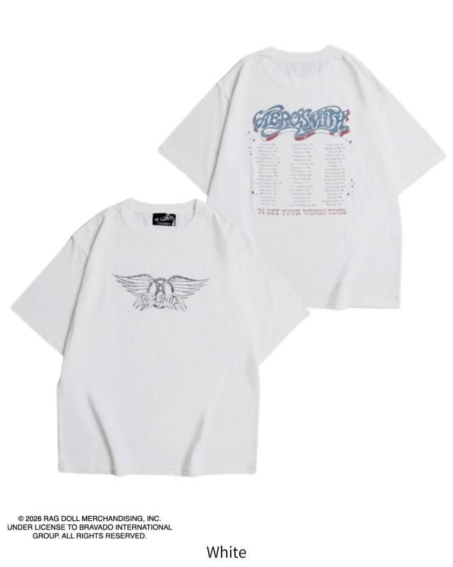 AEROSMITH エアロスミス バンドロゴTee / 半袖Tシャツ White