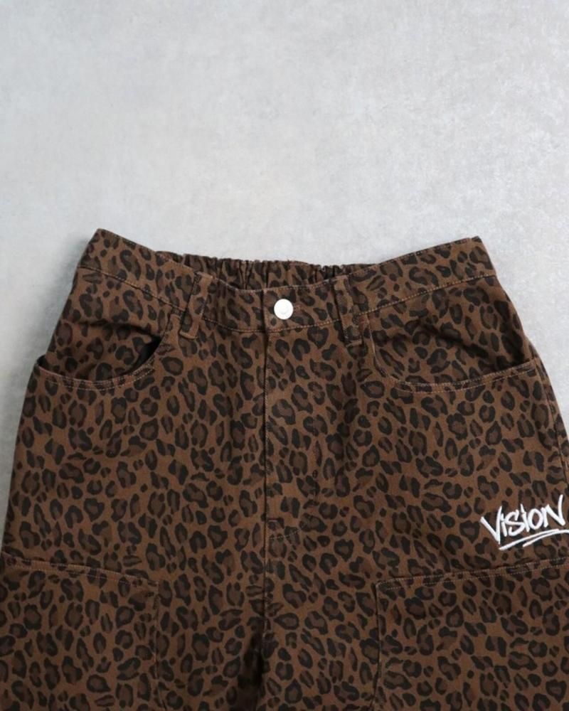 VISION STREET WEAR ダブルニーデニムパンツ Leopard