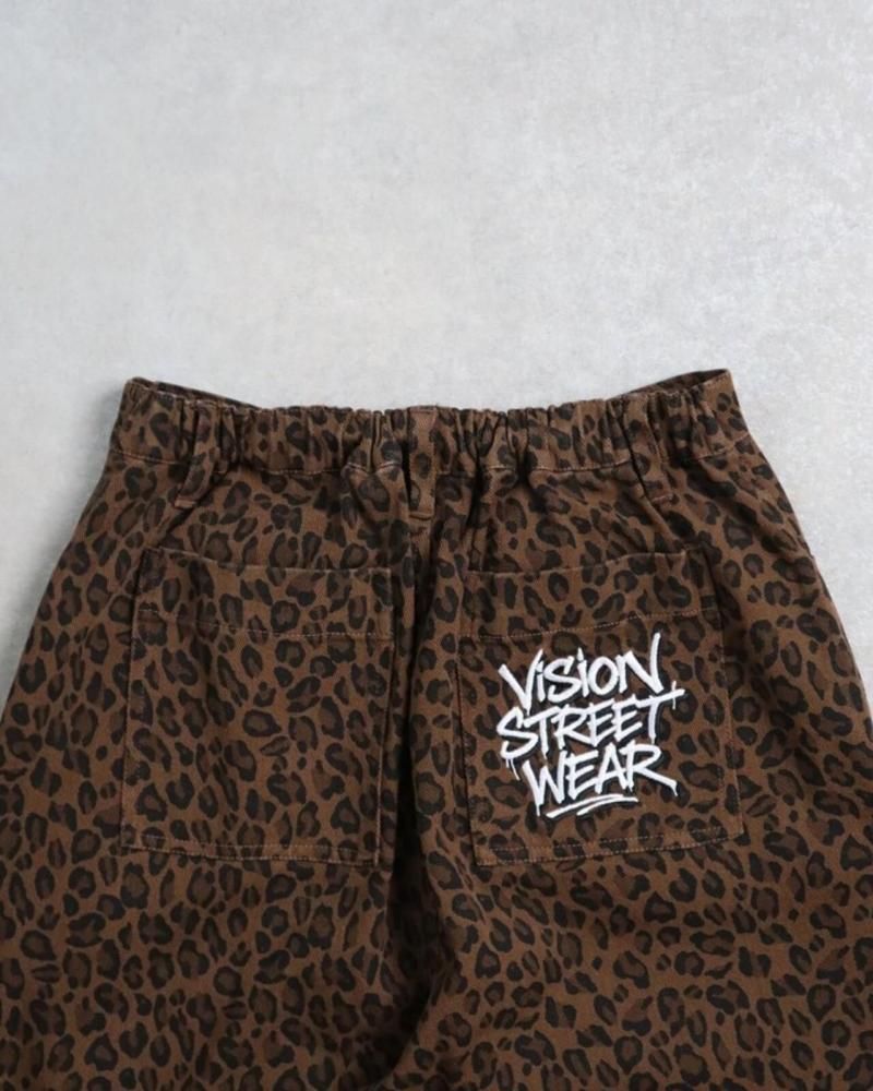 VISION STREET WEAR ダブルニーデニムパンツ Leopard